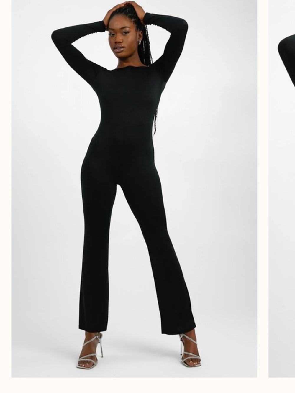 NA-KD Open Black Flare Leg Black Jumpsuit Size Small NWT